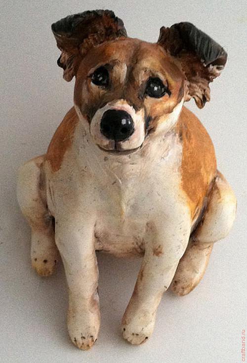 миниатюры из полимерной глины, пёс