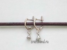 Швензы с английским замком и шапочкой, родий 000-357