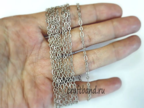 Цепь для бижутерии фигаро серебро
