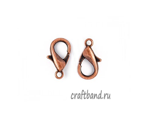 Замок-карабин медь 10 мм. 20 шт.