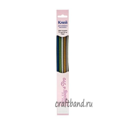 Клей цветной 7,2мм*30см Hobby&Pro упак(15шт), ассорти