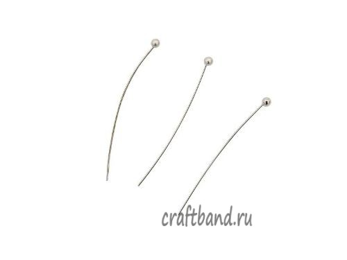 Пин с шариком Астра серебро 30 мм. 50 шт.