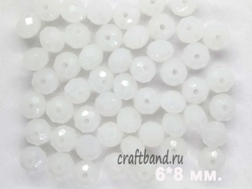 Бусина рондель белый молочный