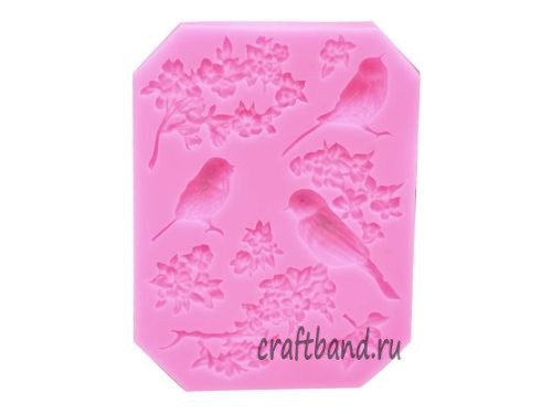 Молд "Птицы" розовый, 12*9*1 см.