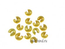 Маскировочные (зажимные) бусины золотого цвета 2*3 мм., 50 шт.