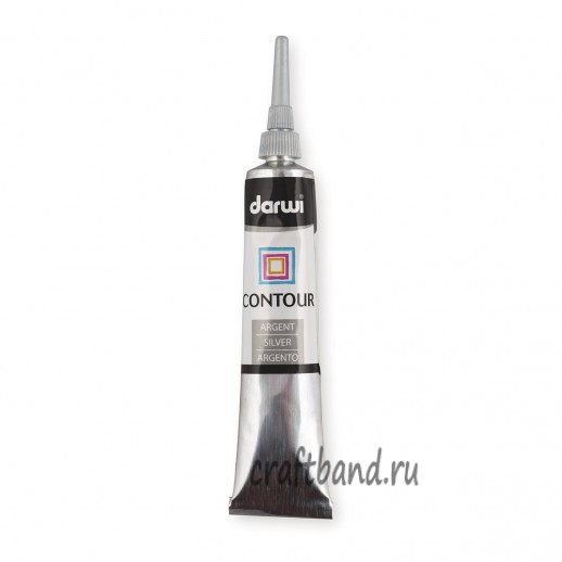 DA0700022 Контур по стеклу, Darwi (080 серебряный)