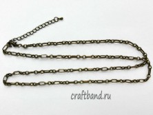 Цепь для бижутерии латунь фигаро с замком и удлинителем