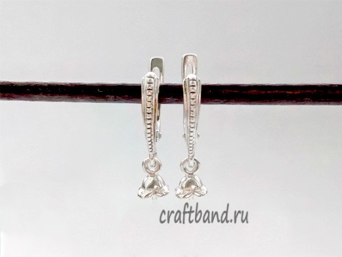 Швензы с английским замком и шапочкой, родий 000-355