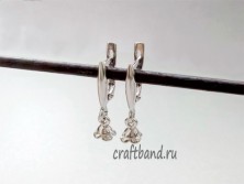 Швензы с английским замком и шапочкой, родий 000-356